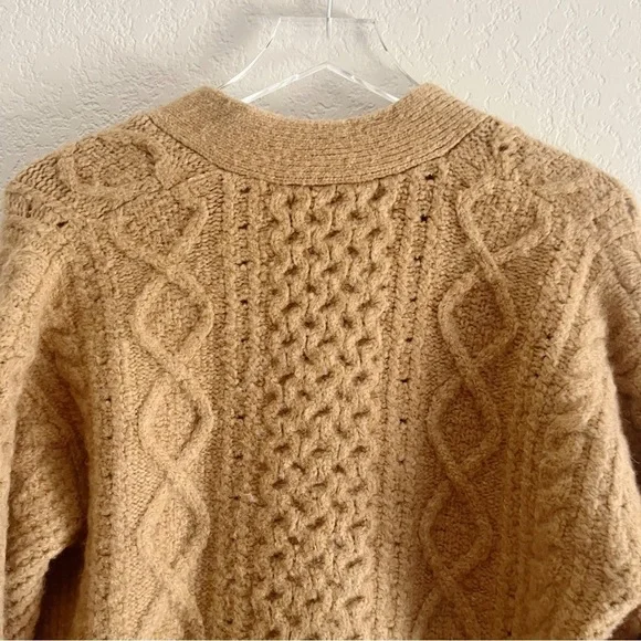 J.CREW Cable Knit Stretch Cardigan Sweater Tan XS Wool Blend - Picture 9 of 12